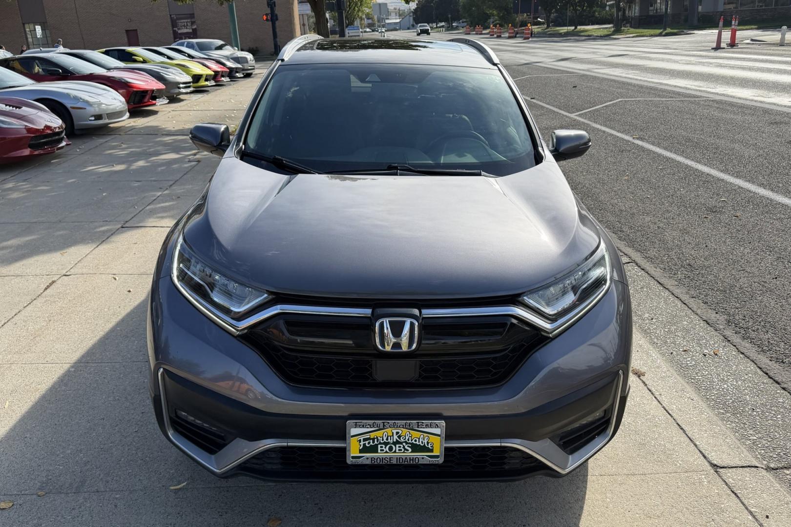 2021 Modern Steel Metallic /Black Honda CR-V Hybrid Touring (7FART6H90ME) with an 4 Cyl 2.0 Liter Hybrid engine, Automatic transmission, located at 2304 W. Main St., Boise, ID, 83702, (208) 342-7777, 43.622105, -116.218658 - Hard To Find! Great To Own! New Tires Too!- Photo#3