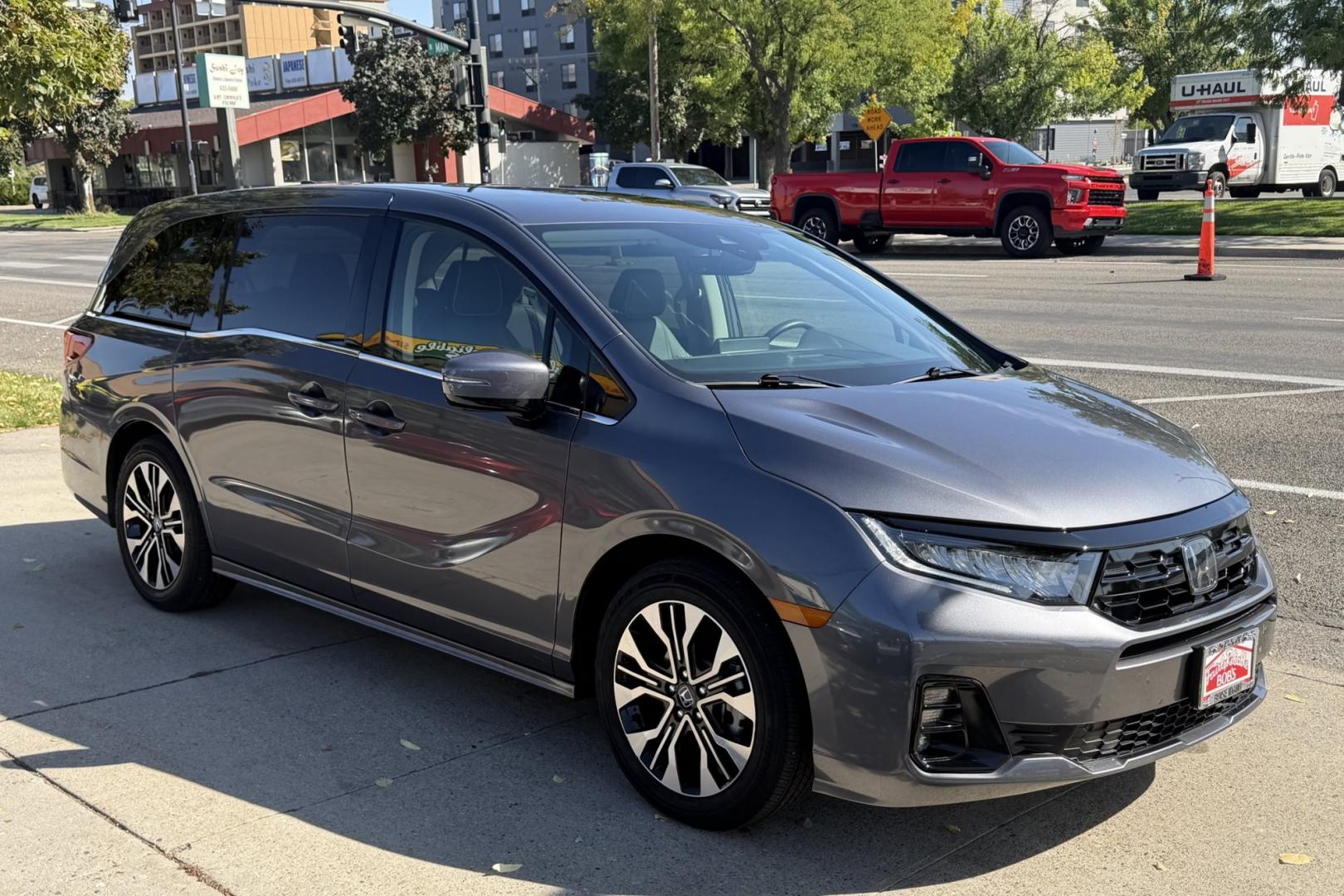 2025 Modern Steel Metallic /Gray Honda Odyssey Elite (5FNRL6H97SB) with an 3.5L V6 SOHC 24V engine, Automatic 10 Speed transmission, located at 2304 W. Main St., Boise, ID, 83702, (208) 342-7777, 43.622105, -116.218658 - Low Mileage! Highly Optioned Elite Trim! Factory Entertainment System!- Photo#2