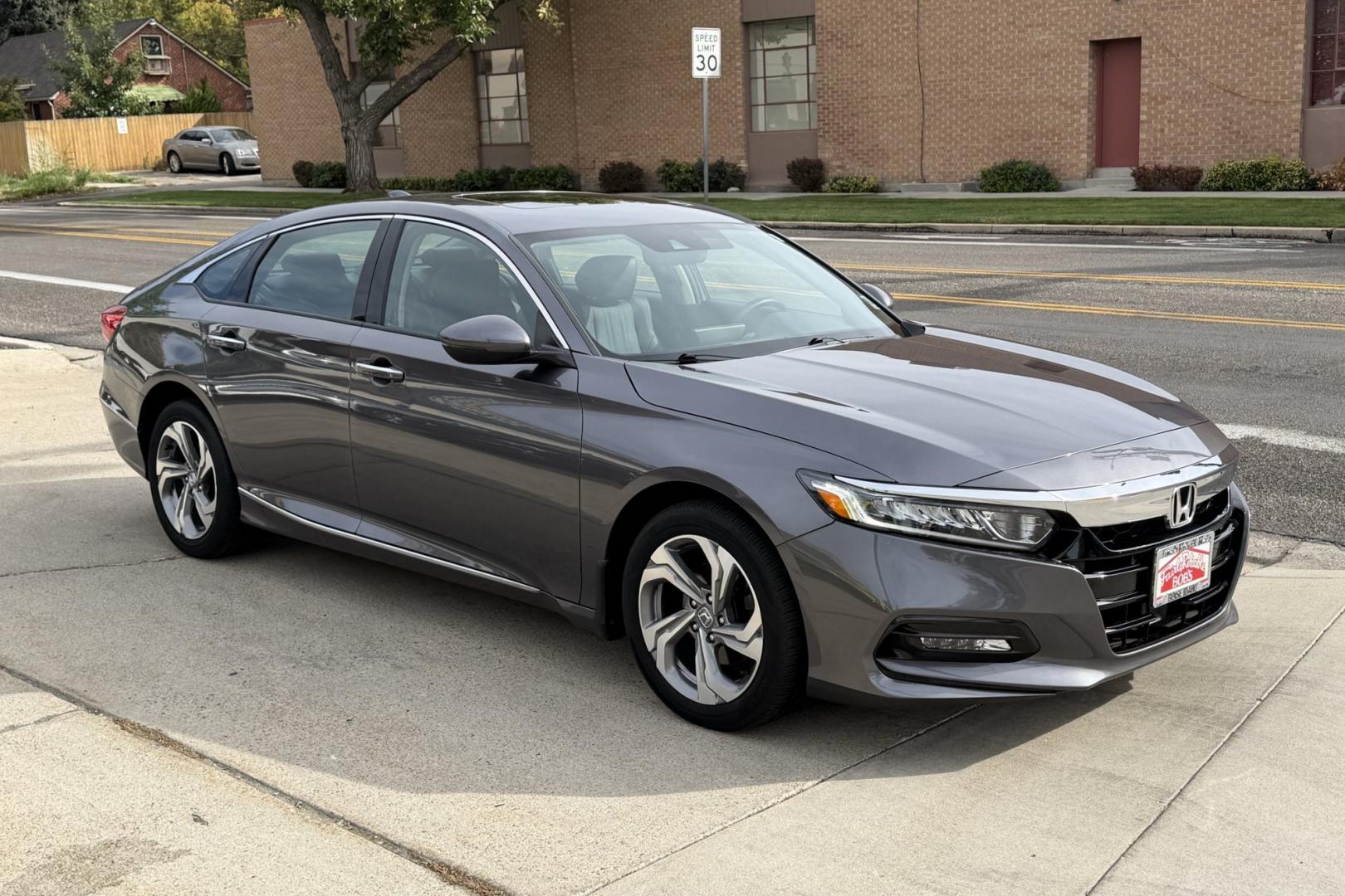 2019 Modern Steel Metallic /Black Honda Accord EX-L (1HGCV1F55KA) with an 4 Cyl 1.5 Liter Turbo engine, Automatic transmission, located at 2304 W. Main St., Boise, ID, 83702, (208) 342-7777, 43.622105, -116.218658 - Factory Remote Start! Legendary Honda Reliability And Style!- Photo#2