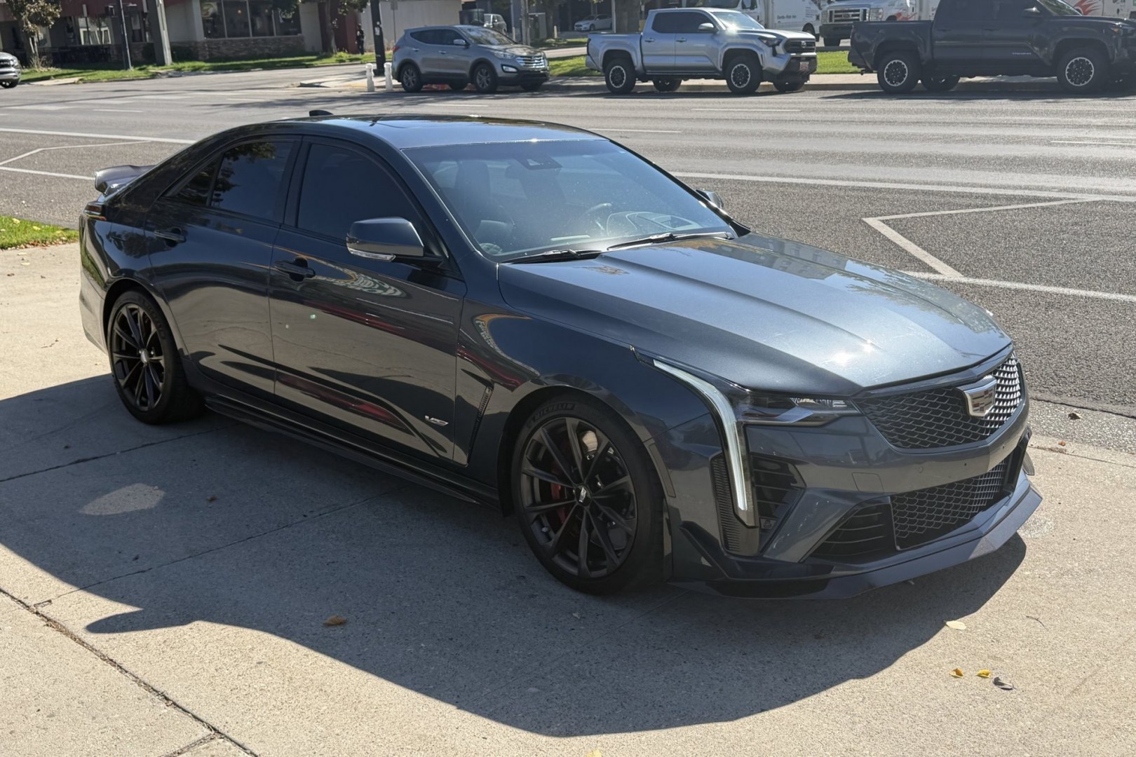 2022 Shadow Metallic /Jet Black Cadillac CT4-V Blackwing (1G6D75RP9N0) with an V6 3.6 Liter Twin Turbo engine, Automatic 10 Speed transmission, located at 2304 W. Main St., Boise, ID, 83702, (208) 342-7777, 43.622105, -116.218658 - Highly Optioned Blackwing! 472 Horsepower Twin Turbo V6! Carbon Fiber Package 1 And 2! Massaging Seats Too!- Photo#2