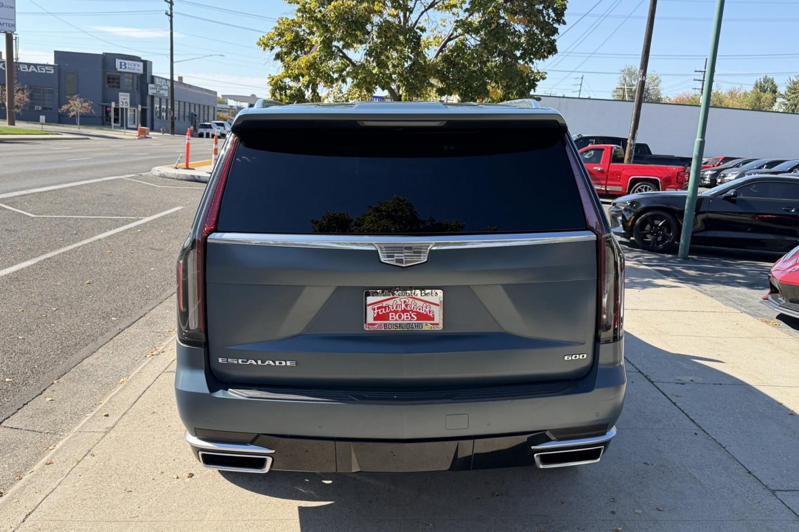 2023 Mat Green /Black Cadillac Escalade ESV Premium Luxury (1GYS4LKL5PR) with an 6.2L V8 OHV 16V FFV engine, Automatic 10 Speed transmission, located at 2304 W. Main St., Boise, ID, 83702, (208) 342-7777, 43.622105, -116.218658 - New Tires! Highly Optioned And Comfortable!- Photo#1