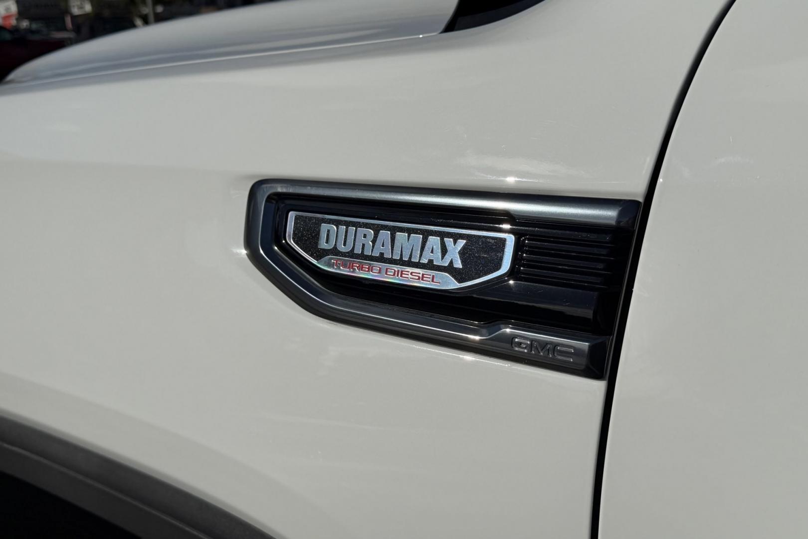 2025 Summit White /Black GMC Sierra 1500 AT4 (1GTUUEE85SZ) with an 6 Cyl 3.0 Liter Duramax Turbo Diesel engine, Automatic 10 Speed transmission, located at 2304 W. Main St., Boise, ID, 83702, (208) 342-7777, 43.622105, -116.218658 - New Tires! Remaining Factory Warranty! Nice Ride!- Photo#4