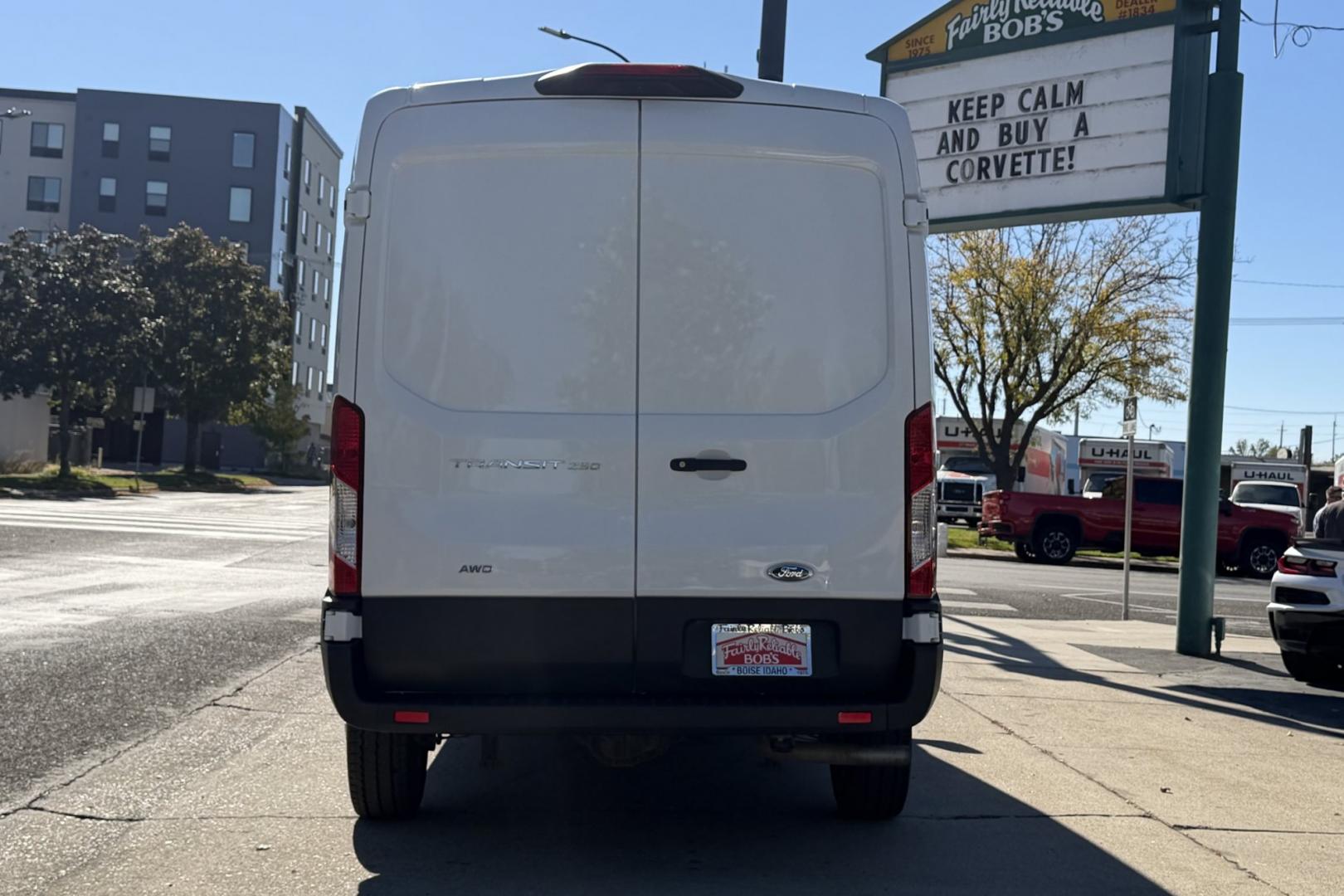 2025 Oxford White /Black Ford Transit 250 Van Med. Roof w/Sliding Pass. 148-in. WB (1FTBR2C84SK) with an V6 3.5 Liter engine, Automatic 10 Speed transmission, located at 2304 W. Main St., Boise, ID, 83702, (208) 342-7777, 43.622105, -116.218658 - All Wheel Drive!- Photo#1