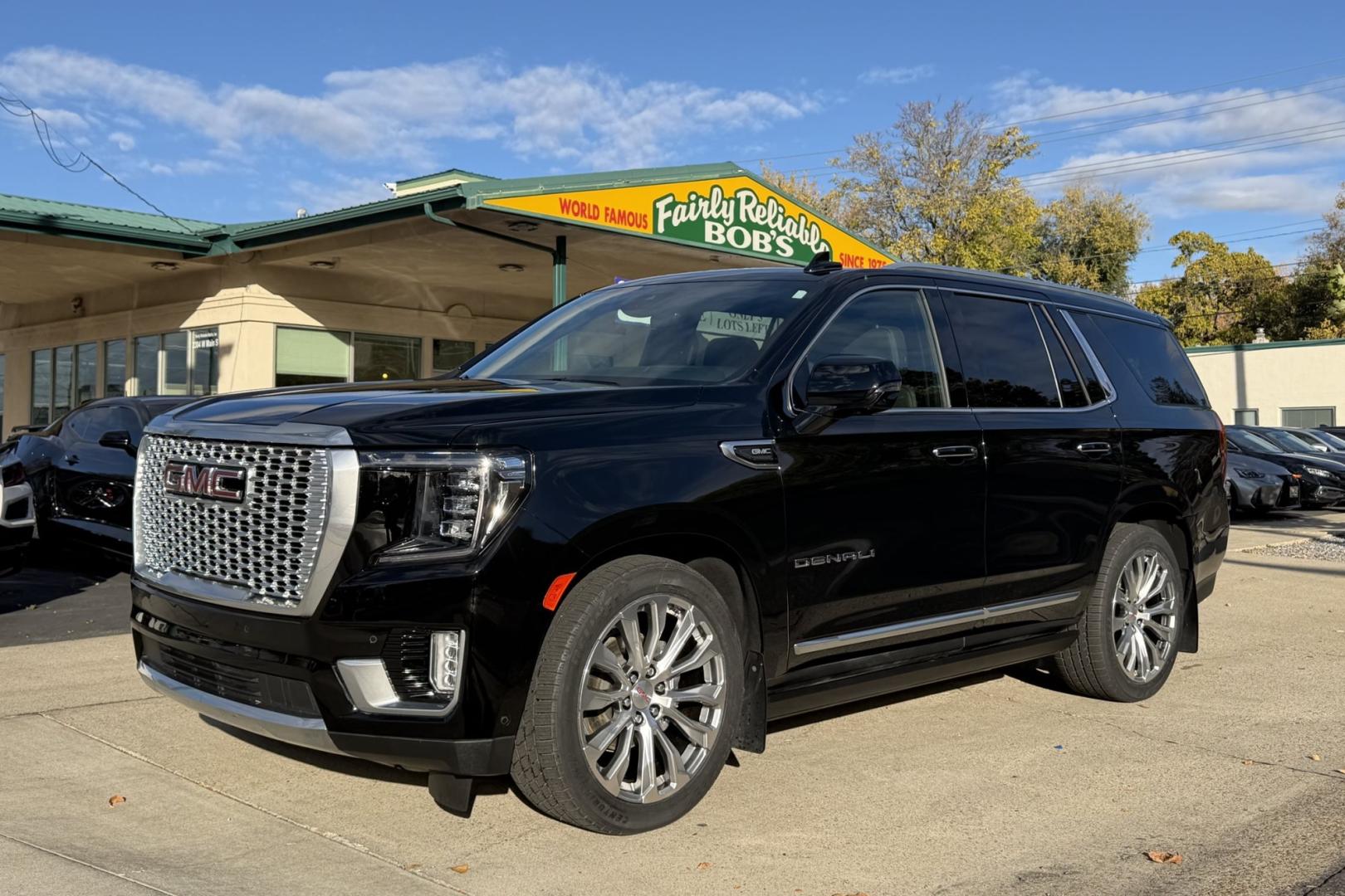 2023 Black /Jet Black GMC Yukon Denali (1GKS2DKL2PR) with an V8 6.2 Liter engine, Automatic 10 Speed transmission, located at 2304 W. Main St., Boise, ID, 83702, (208) 342-7777, 43.622105, -116.218658 - Highly Optioned Denali! Loaded With Safety, Comfort And Performance!- Photo#0